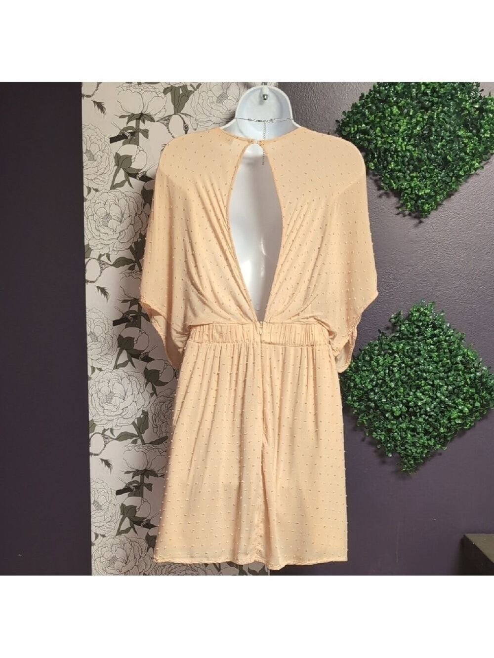Chic Peach Bat Wing Style Mini Dress - Picture 5 of 7